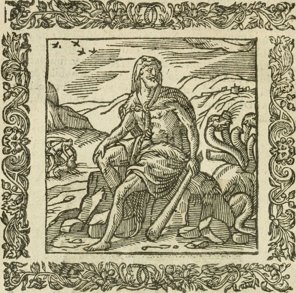 An illustration from Omnia Andreae Alciati V.C. Emblemata : cum commentariis, quibus emblematum detecta origine, dubia omnia, et obscura illustrantur, 1602, leaf 697