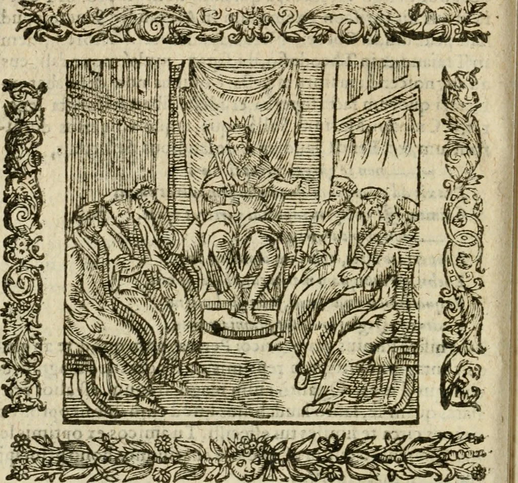 An illustration from Omnia Andreae Alciati V.C. Emblemata : cum commentariis, quibus emblematum detecta origine, dubia omnia, et obscura illustrantur, 1602, leaf 725