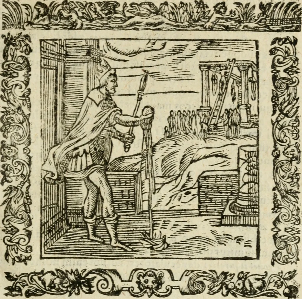 An illustration from Omnia Andreae Alciati V.C. Emblemata : cum commentariis, quibus emblematum detecta origine, dubia omnia, et obscura illustrantur, 1602, leaf 738