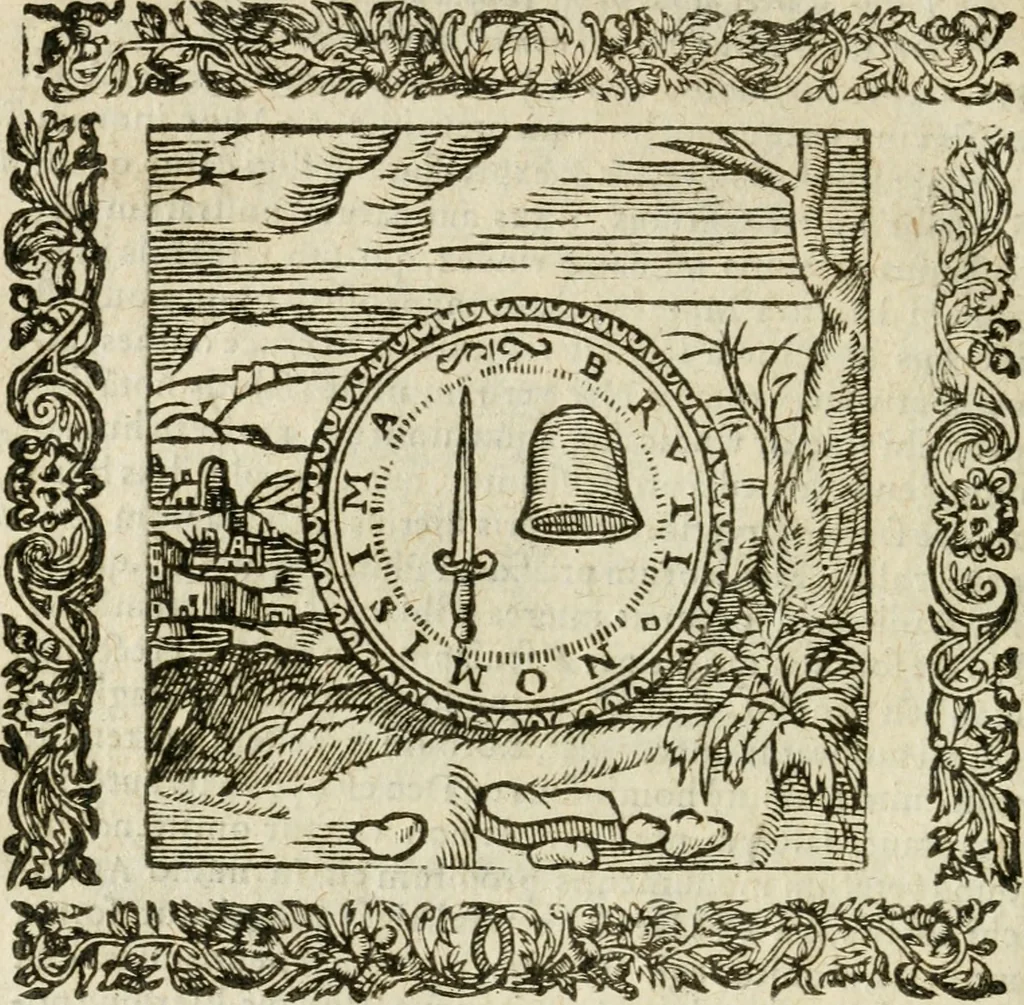 An illustration from Omnia Andreae Alciati V.C. Emblemata : cum commentariis, quibus emblematum detecta origine, dubia omnia, et obscura illustrantur, 1602, leaf 749