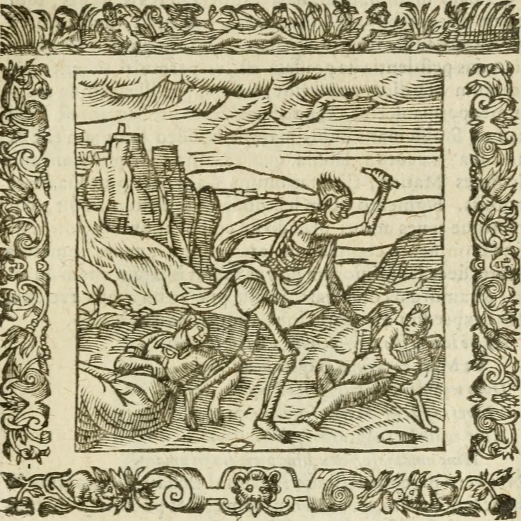 An illustration from Omnia Andreae Alciati V.C. Emblemata : cum commentariis, quibus emblematum detecta origine, dubia omnia, et obscura illustrantur, 1602, leaf 762