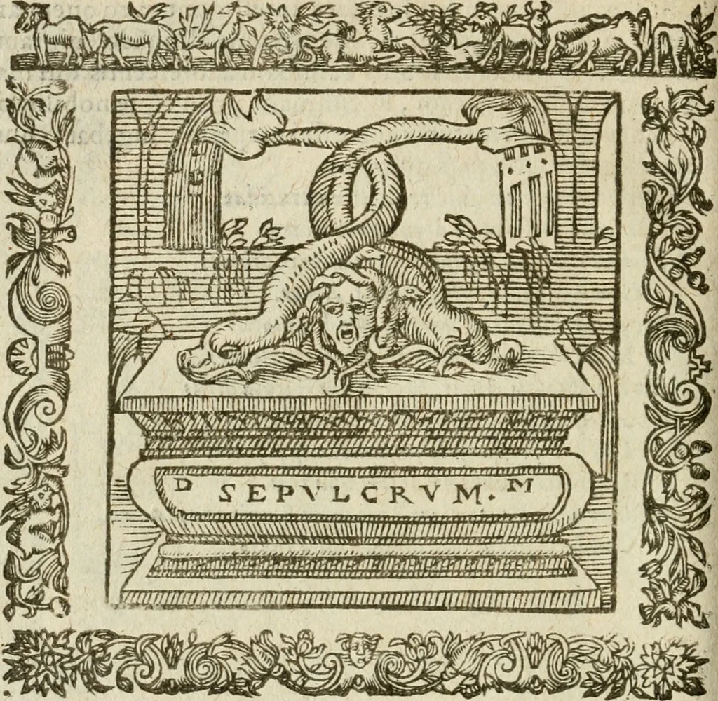 An illustration from Omnia Andreae Alciati V.C. Emblemata : cum commentariis, quibus emblematum detecta origine, dubia omnia, et obscura illustrantur, 1602, leaf 767