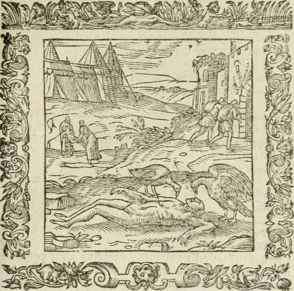 An illustration from Omnia Andreae Alciati V.C. Emblemata : cum commentariis, quibus emblematum detecta origine, dubia omnia, et obscura illustrantur, 1602, leaf 774