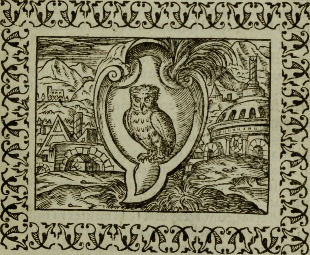 An illustration from Omnia Andreae Alciati v.c. emblemata : cum commentariis, quibus emblematum omnium aperta origine, mens authoris explicatur, & obscura omnia dubiaque illustrantur, 1583, leaf 110