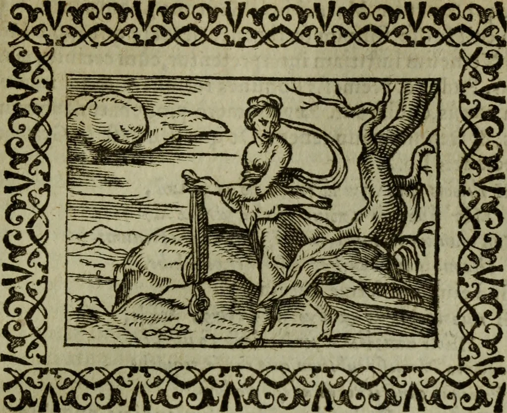 An illustration from Omnia Andreae Alciati v.c. emblemata : cum commentariis, quibus emblematum omnium aperta origine, mens authoris explicatur, & obscura omnia dubiaque illustrantur, 1583, leaf 140