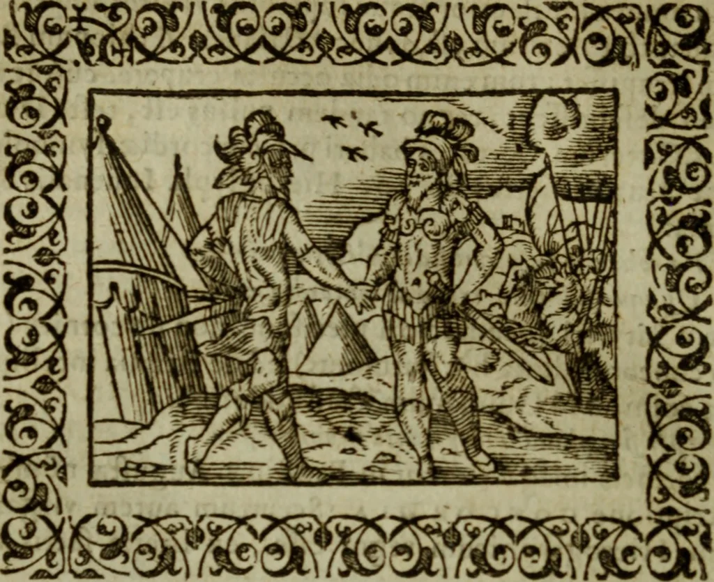 An illustration from Omnia Andreae Alciati v.c. emblemata : cum commentariis, quibus emblematum omnium aperta origine, mens authoris explicatur, & obscura omnia dubiaque illustrantur, 1583, leaf 183