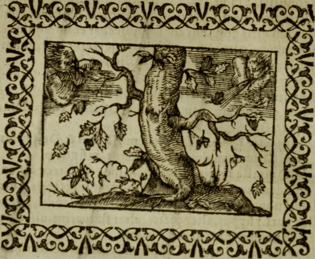 An illustration from Omnia Andreae Alciati v.c. emblemata : cum commentariis, quibus emblematum omnium aperta origine, mens authoris explicatur, & obscura omnia dubiaque illustrantur, 1583, leaf 191
