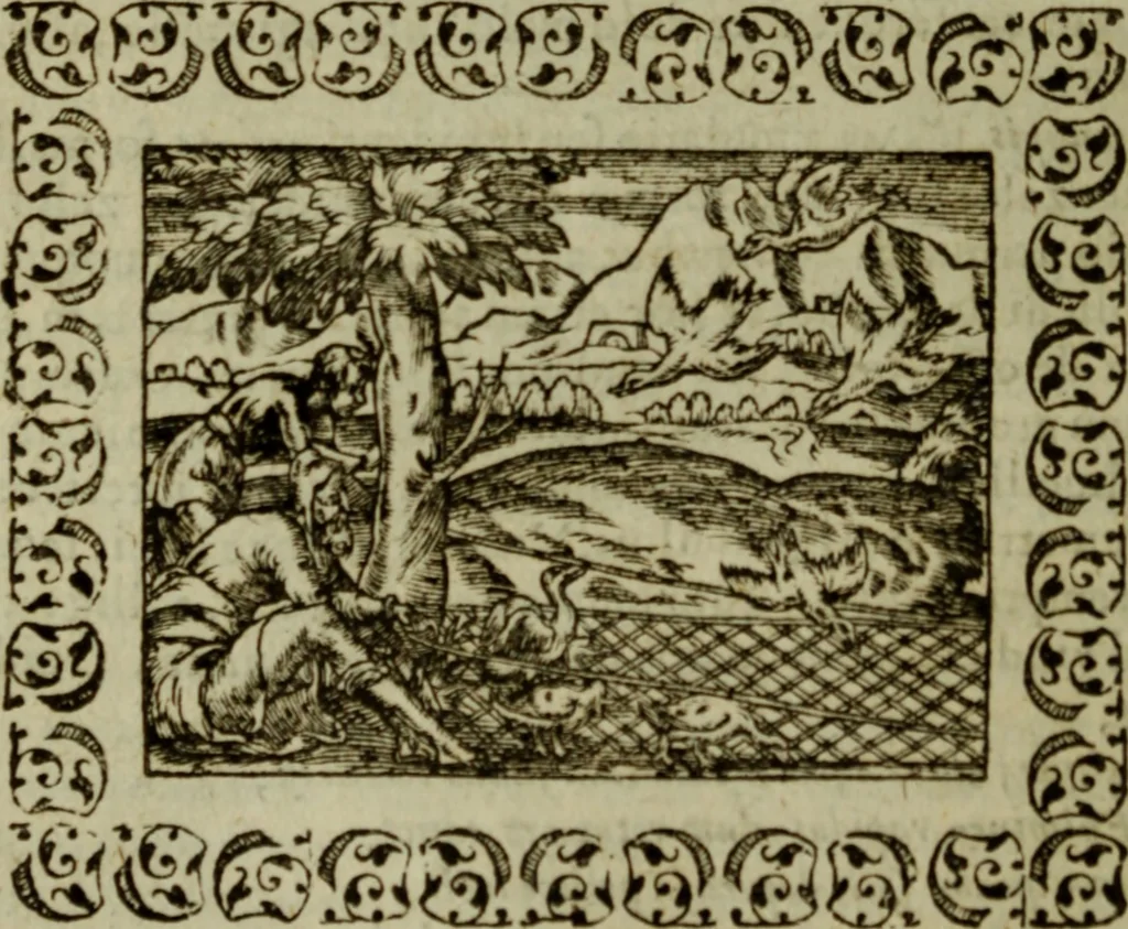 An illustration from Omnia Andreae Alciati v.c. emblemata : cum commentariis, quibus emblematum omnium aperta origine, mens authoris explicatur, & obscura omnia dubiaque illustrantur, 1583, leaf 213