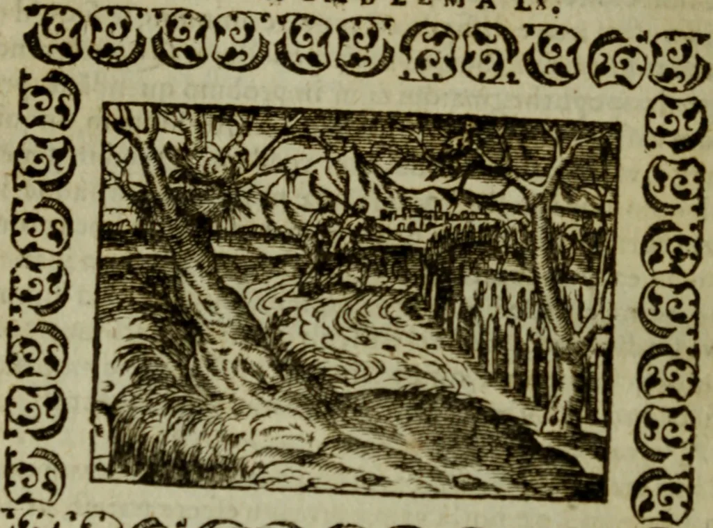 An illustration from Omnia Andreae Alciati v.c. emblemata : cum commentariis, quibus emblematum omnium aperta origine, mens authoris explicatur, & obscura omnia dubiaque illustrantur, 1583, leaf 237
