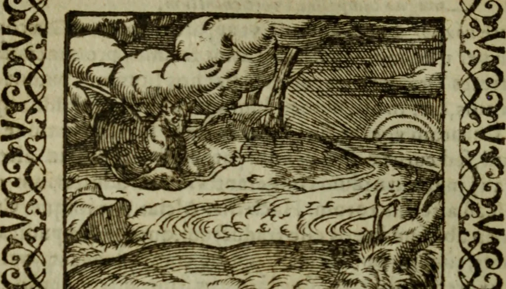 An illustration from Omnia Andreae Alciati v.c. emblemata : cum commentariis, quibus emblematum omnium aperta origine, mens authoris explicatur, & obscura omnia dubiaque illustrantur, 1583, leaf 239