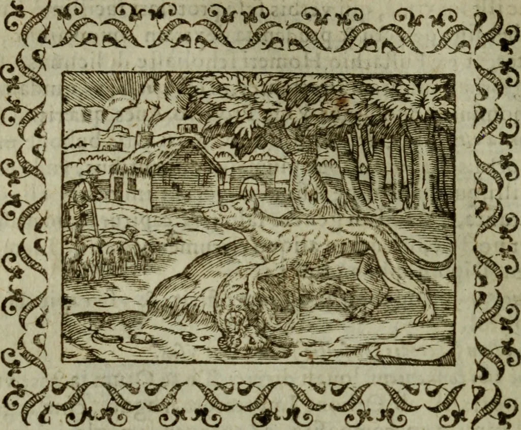 An illustration from Omnia Andreae Alciati v.c. emblemata : cum commentariis, quibus emblematum omnium aperta origine, mens authoris explicatur, & obscura omnia dubiaque illustrantur, 1583, leaf 251