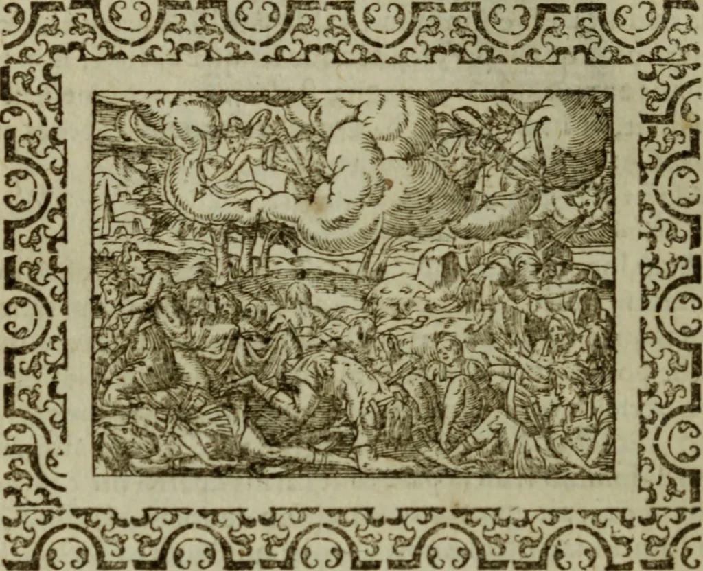 An illustration from Omnia Andreae Alciati v.c. emblemata : cum commentariis, quibus emblematum omnium aperta origine, mens authoris explicatur, & obscura omnia dubiaque illustrantur, 1583, leaf 253