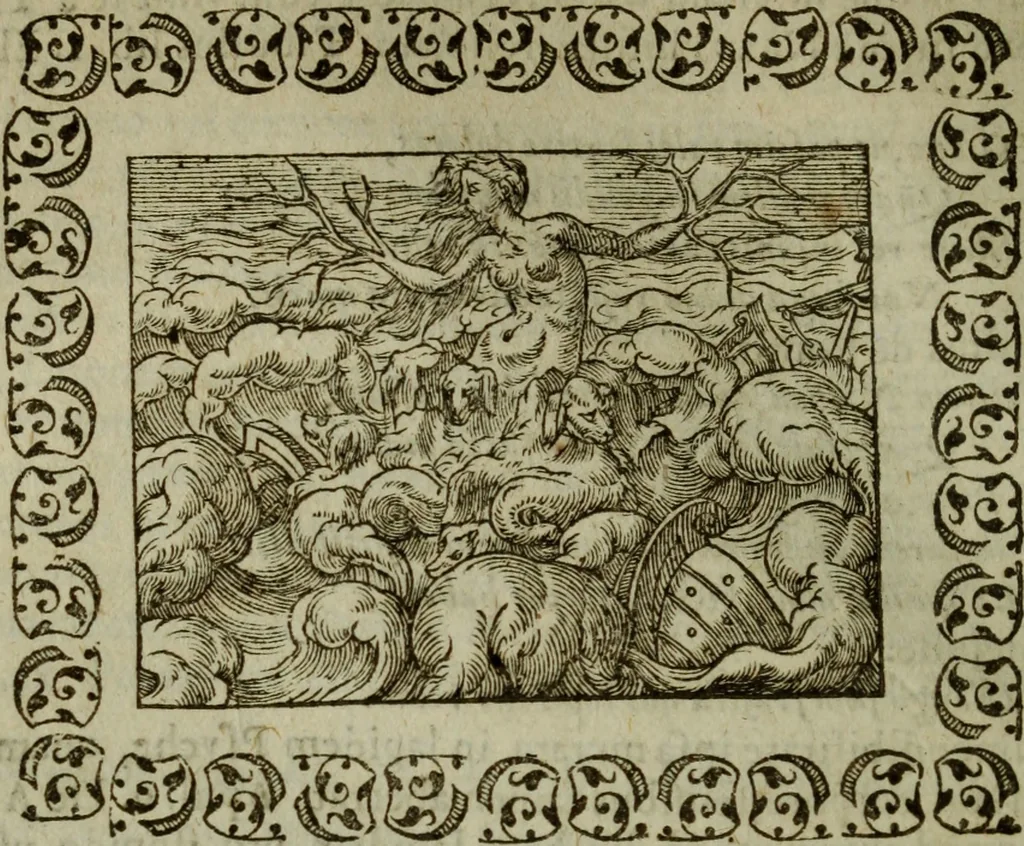 An illustration from Omnia Andreae Alciati v.c. emblemata : cum commentariis, quibus emblematum omnium aperta origine, mens authoris explicatur, & obscura omnia dubiaque illustrantur, 1583, leaf 257