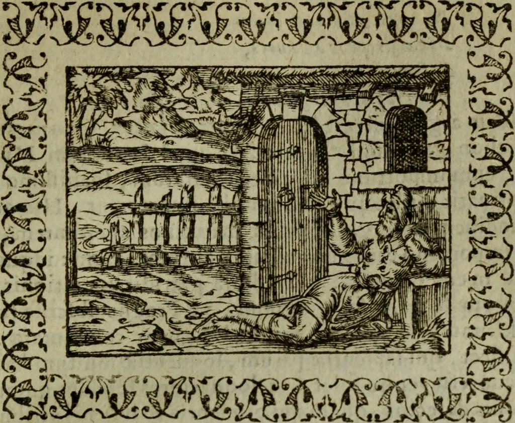 An illustration from Omnia Andreae Alciati v.c. emblemata : cum commentariis, quibus emblematum omnium aperta origine, mens authoris explicatur, & obscura omnia dubiaque illustrantur, 1583, leaf 266