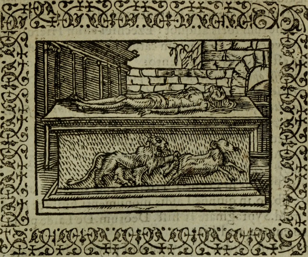 An illustration from Omnia Andreae Alciati v.c. emblemata : cum commentariis, quibus emblematum omnium aperta origine, mens authoris explicatur, & obscura omnia dubiaque illustrantur, 1583, leaf 276