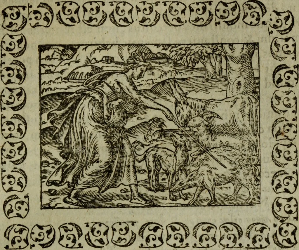 An illustration from Omnia Andreae Alciati v.c. emblemata : cum commentariis, quibus emblematum omnium aperta origine, mens authoris explicatur, & obscura omnia dubiaque illustrantur, 1583, leaf 282