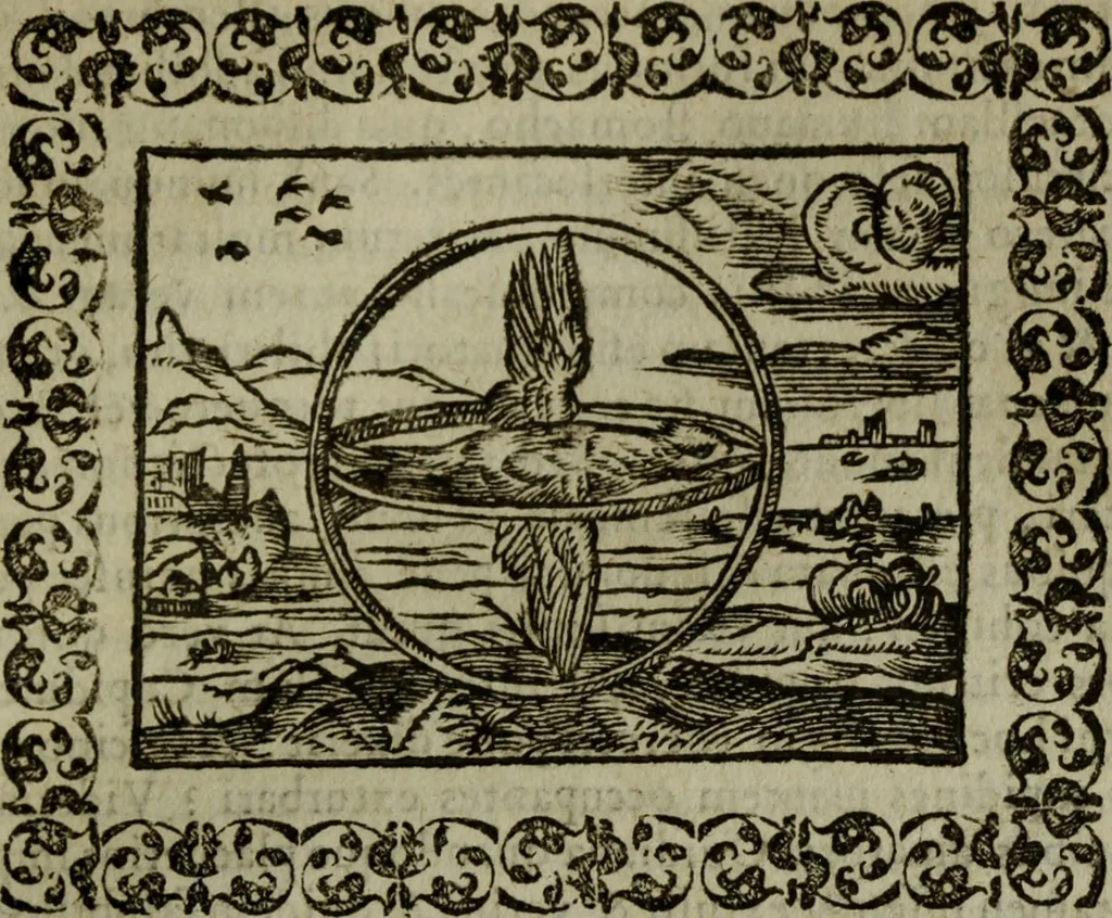 An illustration from Omnia Andreae Alciati v.c. emblemata : cum commentariis, quibus emblematum omnium aperta origine, mens authoris explicatur, & obscura omnia dubiaque illustrantur, 1583, leaf 288