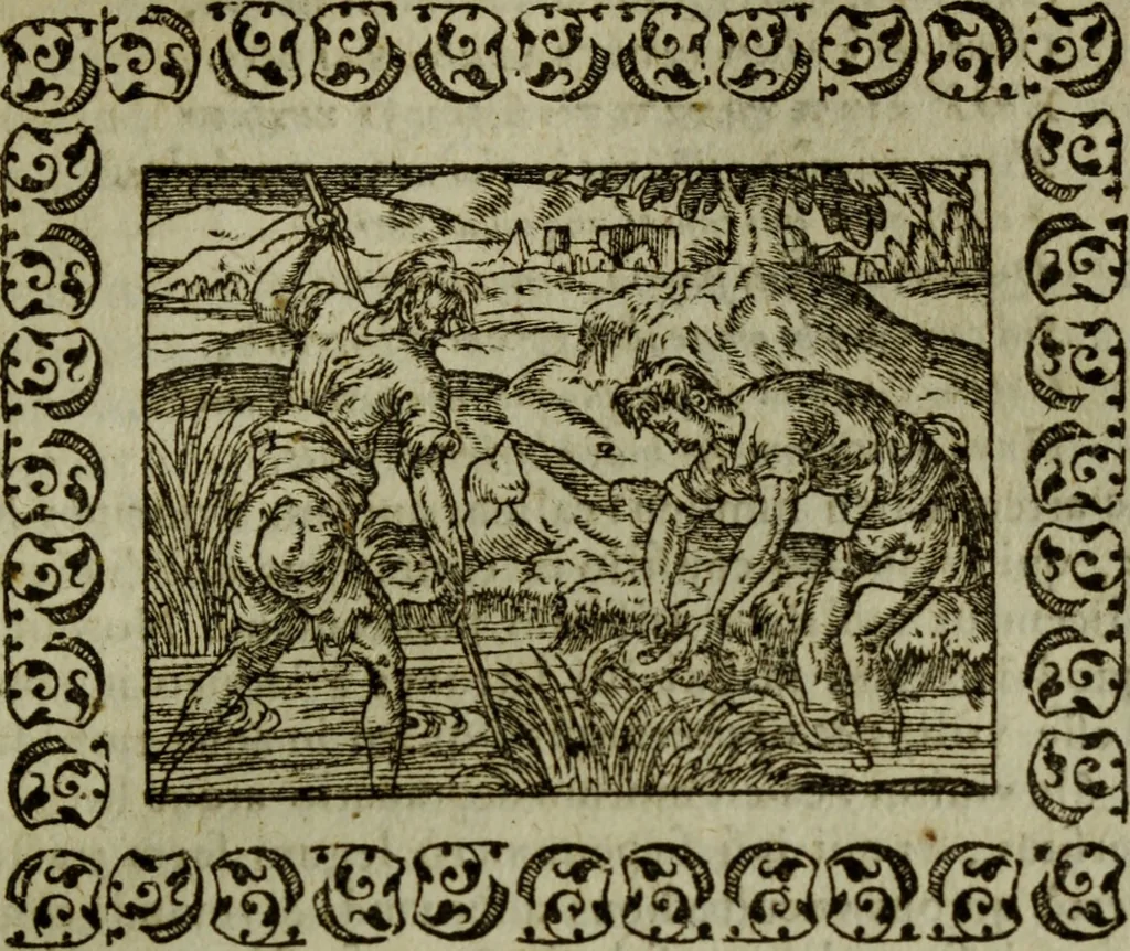 An illustration from Omnia Andreae Alciati v.c. emblemata : cum commentariis, quibus emblematum omnium aperta origine, mens authoris explicatur, & obscura omnia dubiaque illustrantur, 1583, leaf 316