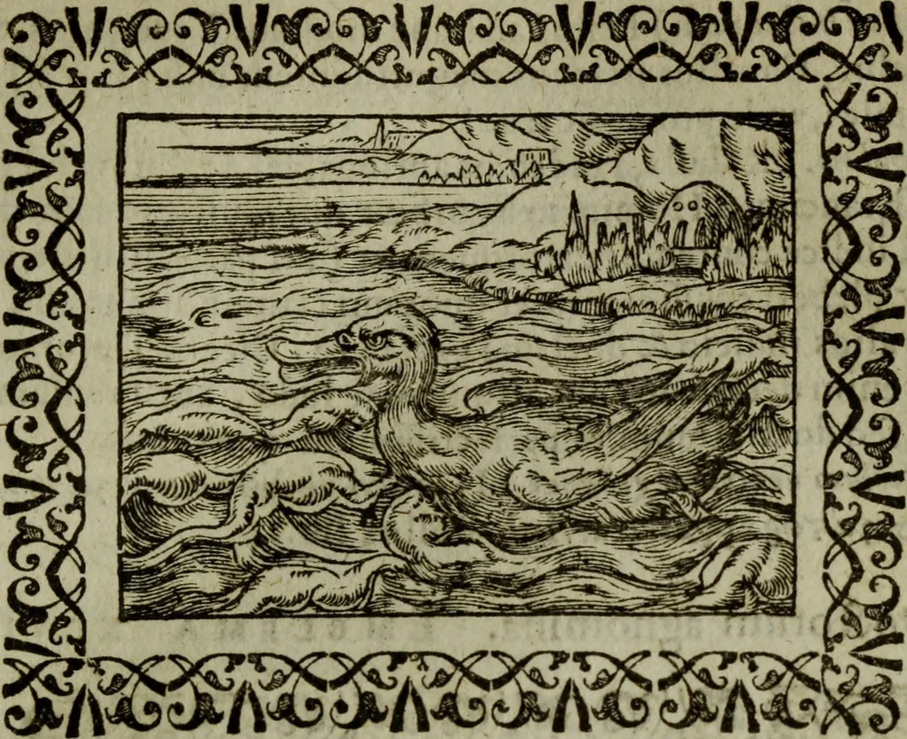 An illustration from Omnia Andreae Alciati v.c. emblemata : cum commentariis, quibus emblematum omnium aperta origine, mens authoris explicatur, & obscura omnia dubiaque illustrantur, 1583, leaf 332