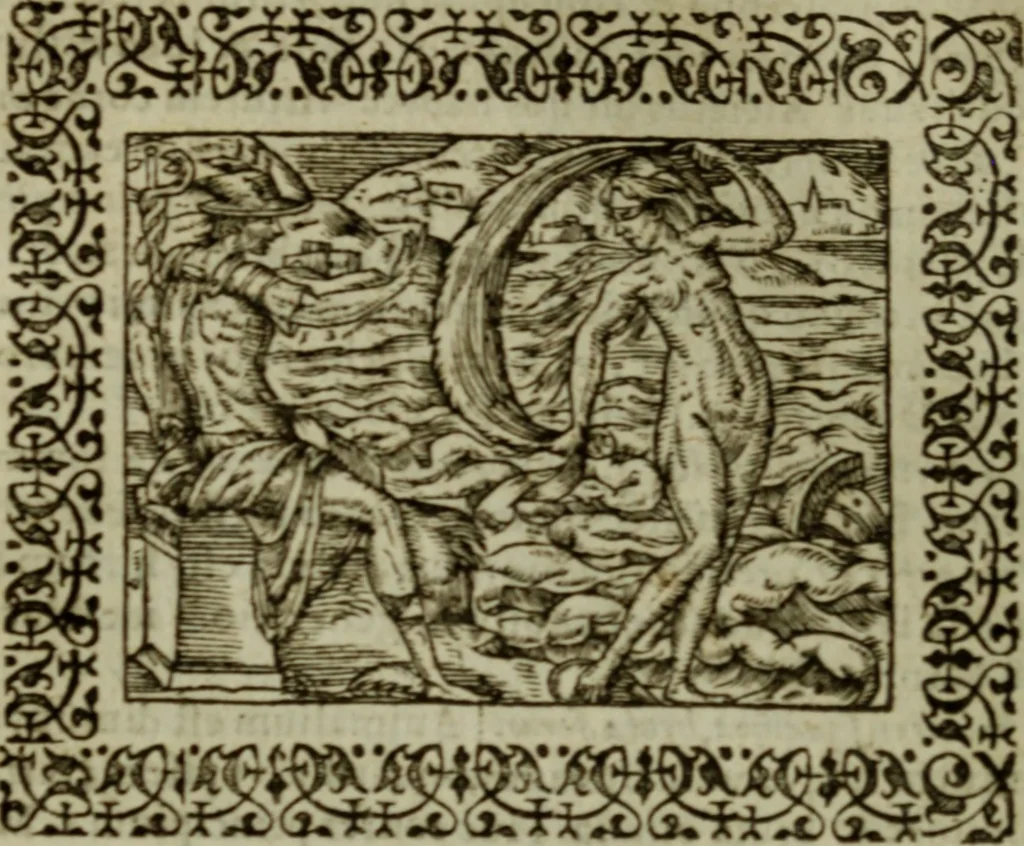 An illustration from Omnia Andreae Alciati v.c. emblemata : cum commentariis, quibus emblematum omnium aperta origine, mens authoris explicatur, & obscura omnia dubiaque illustrantur, 1583, leaf 339