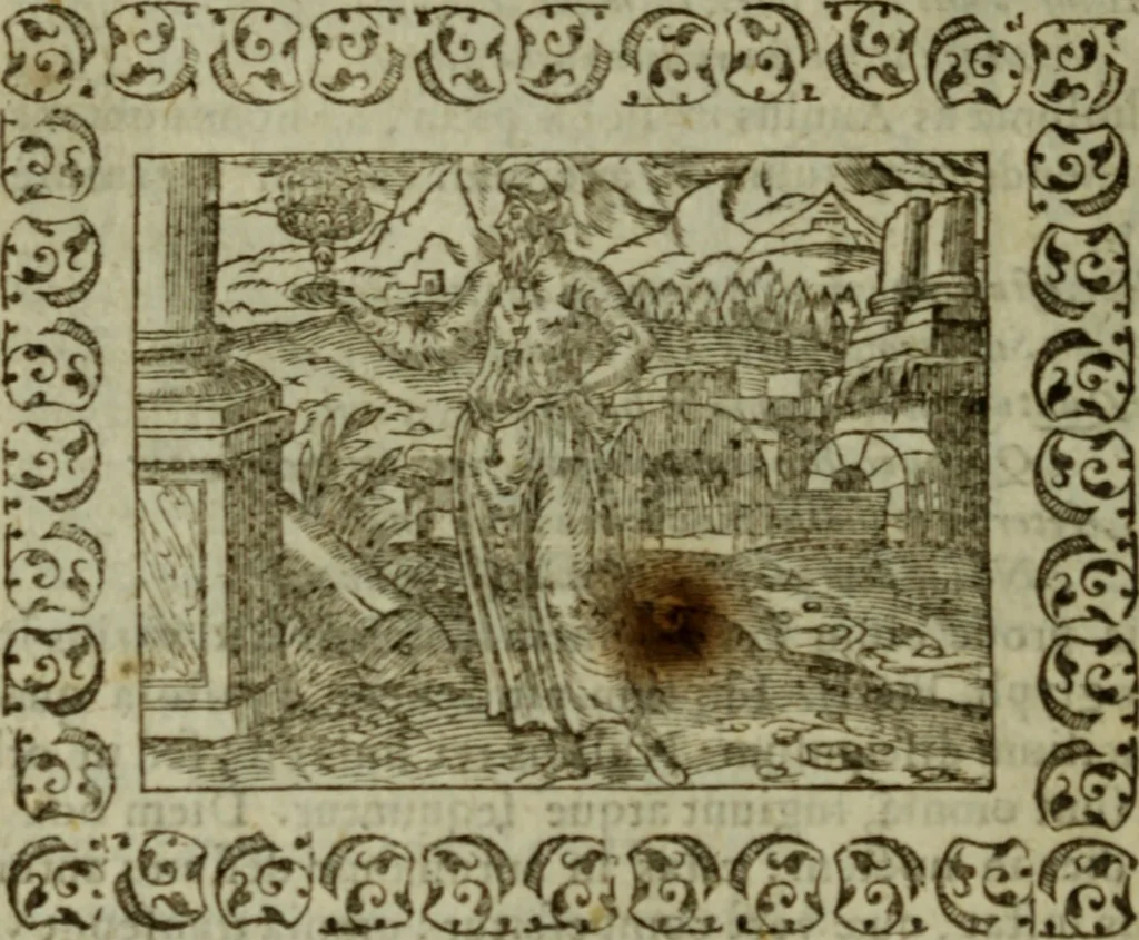 An illustration from Omnia Andreae Alciati v.c. emblemata : cum commentariis, quibus emblematum omnium aperta origine, mens authoris explicatur, & obscura omnia dubiaque illustrantur, 1583, leaf 347