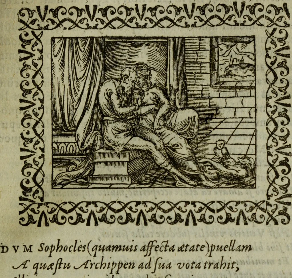 An illustration from Omnia Andreae Alciati v.c. emblemata : cum commentariis, quibus emblematum omnium aperta origine, mens authoris explicatur, & obscura omnia dubiaque illustrantur, 1583, leaf 406