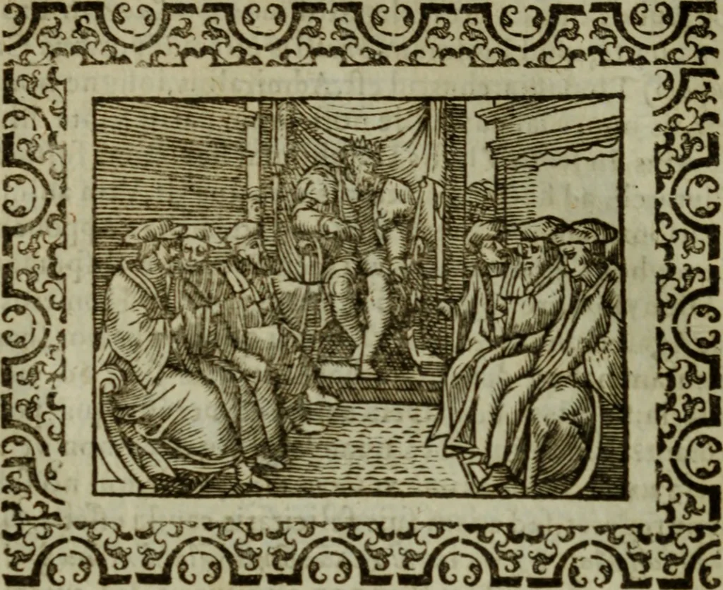 An illustration from Omnia Andreae Alciati v.c. emblemata : cum commentariis, quibus emblematum omnium aperta origine, mens authoris explicatur, & obscura omnia dubiaque illustrantur, 1583, leaf 497
