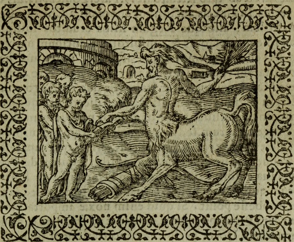 An illustration from Omnia Andreae Alciati v.c. emblemata : cum commentariis, quibus emblematum omnium aperta origine, mens authoris explicatur, & obscura omnia dubiaque illustrantur, 1583, leaf 502