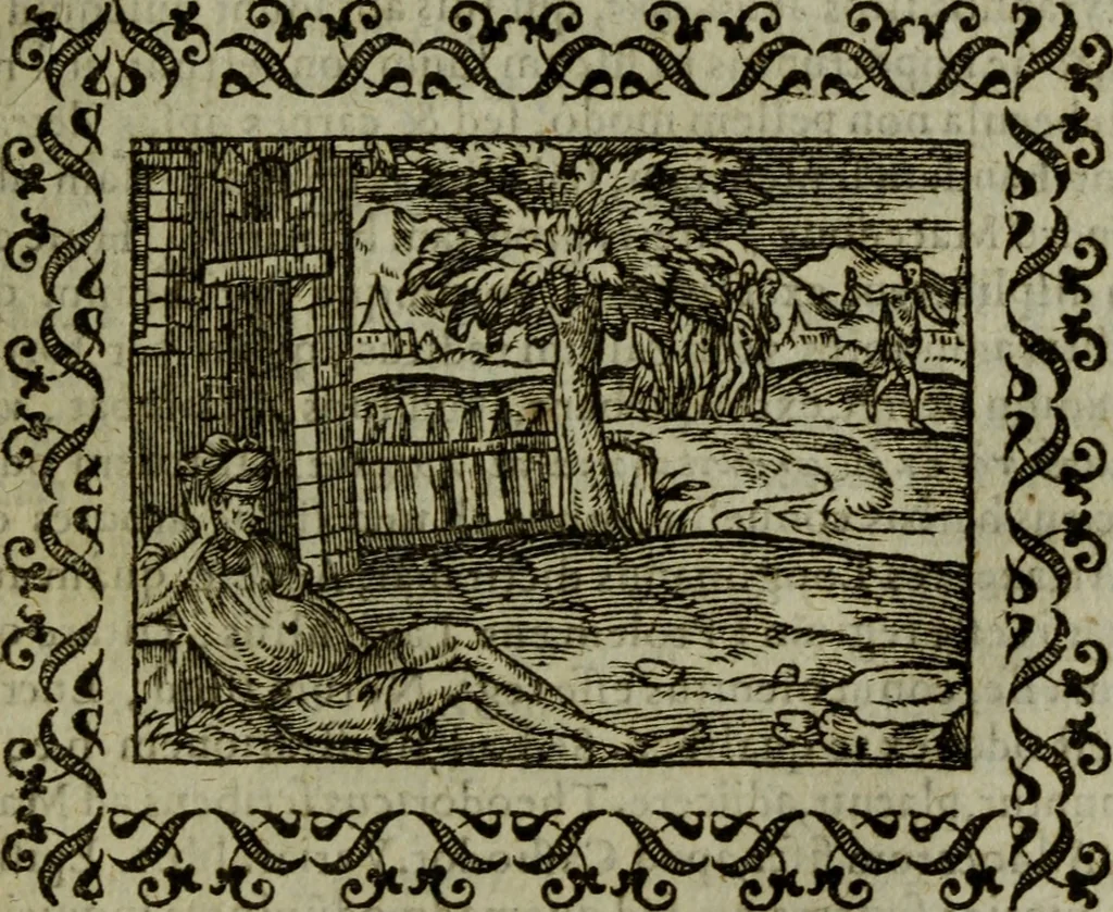 An illustration from Omnia Andreae Alciati v.c. emblemata : cum commentariis, quibus emblematum omnium aperta origine, mens authoris explicatur, & obscura omnia dubiaque illustrantur, 1583, leaf 504