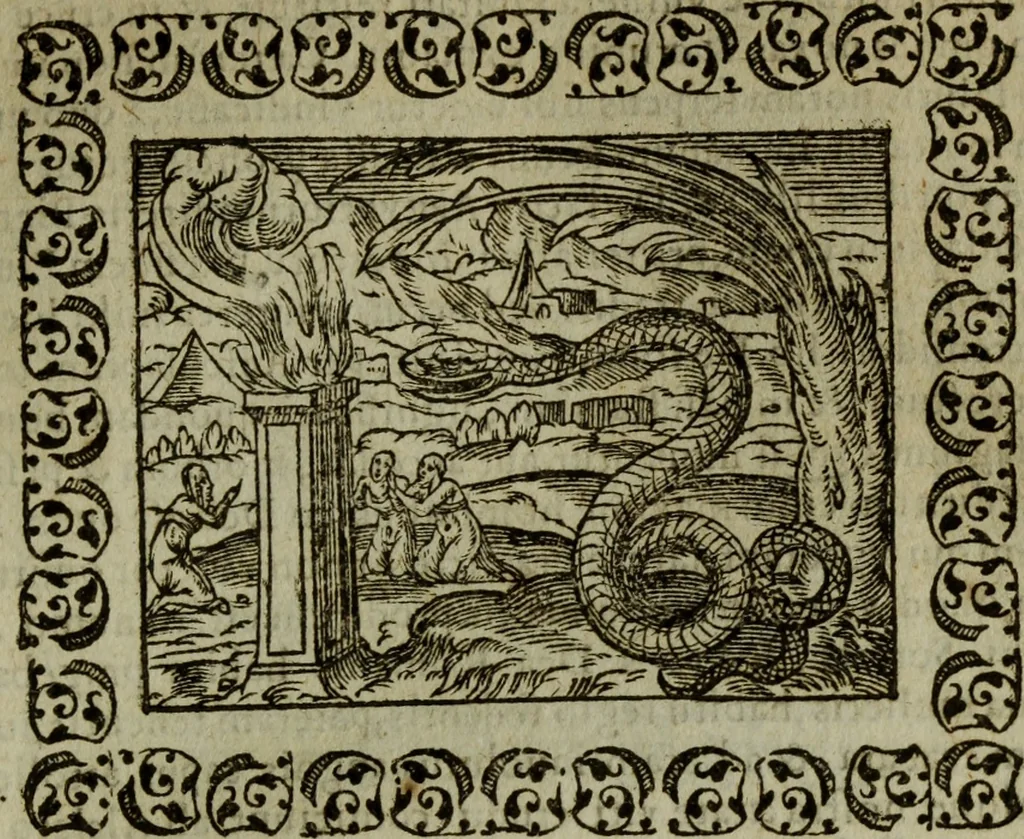 An illustration from Omnia Andreae Alciati v.c. emblemata : cum commentariis, quibus emblematum omnium aperta origine, mens authoris explicatur, & obscura omnia dubiaque illustrantur, 1583, leaf 512