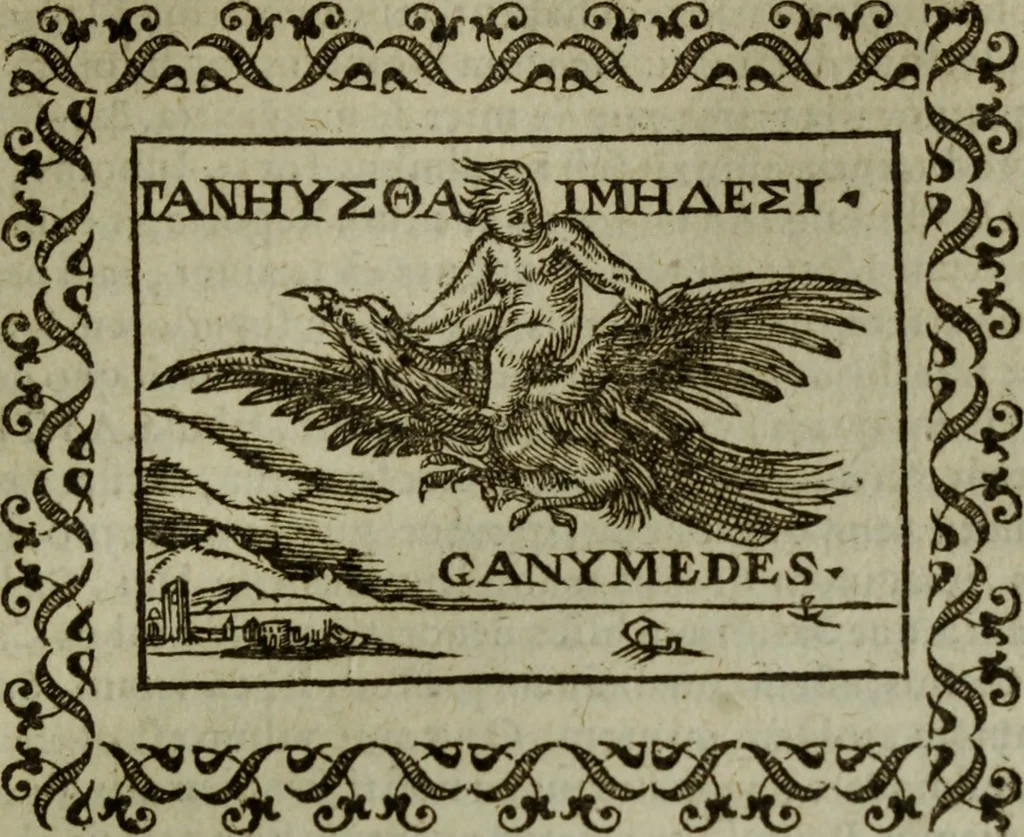 An illustration from Omnia Andreae Alciati v.c. emblemata : cum commentariis, quibus emblematum omnium aperta origine, mens authoris explicatur, & obscura omnia dubiaque illustrantur, 1583, leaf 52