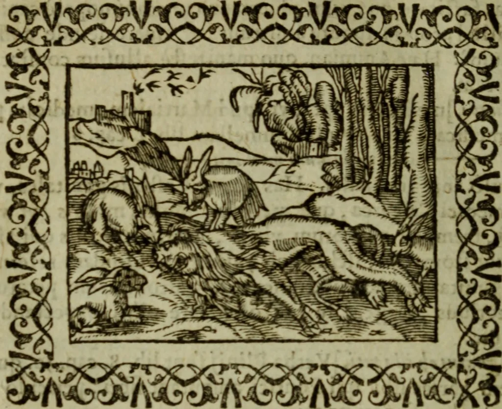 An illustration from Omnia Andreae Alciati v.c. emblemata : cum commentariis, quibus emblematum omnium aperta origine, mens authoris explicatur, & obscura omnia dubiaque illustrantur, 1583, leaf 521