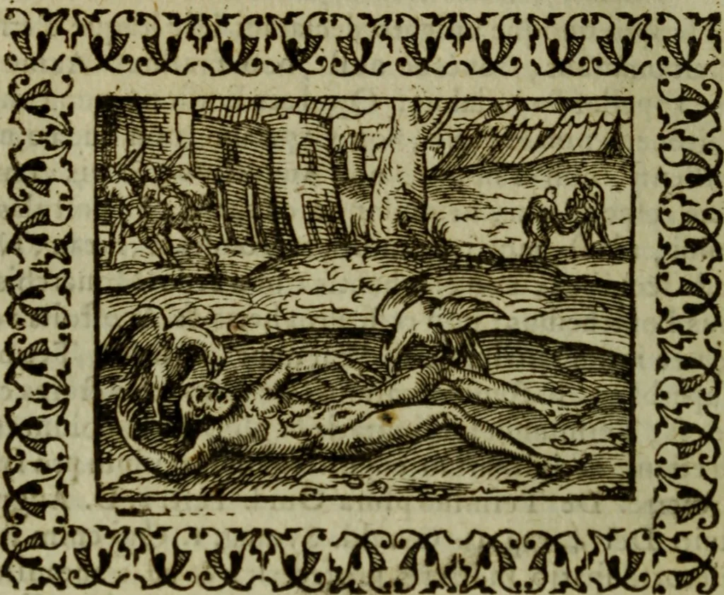 An illustration from Omnia Andreae Alciati v.c. emblemata : cum commentariis, quibus emblematum omnium aperta origine, mens authoris explicatur, & obscura omnia dubiaque illustrantur, 1583, leaf 531