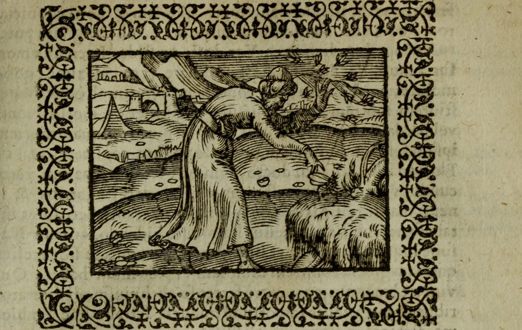 An illustration from Omnia Andreae Alciati v.c. emblemata : cum commentariis, quibus emblematum omnium aperta origine, mens authoris explicatur, & obscura omnia dubiaque illustrantur, 1583, leaf 544