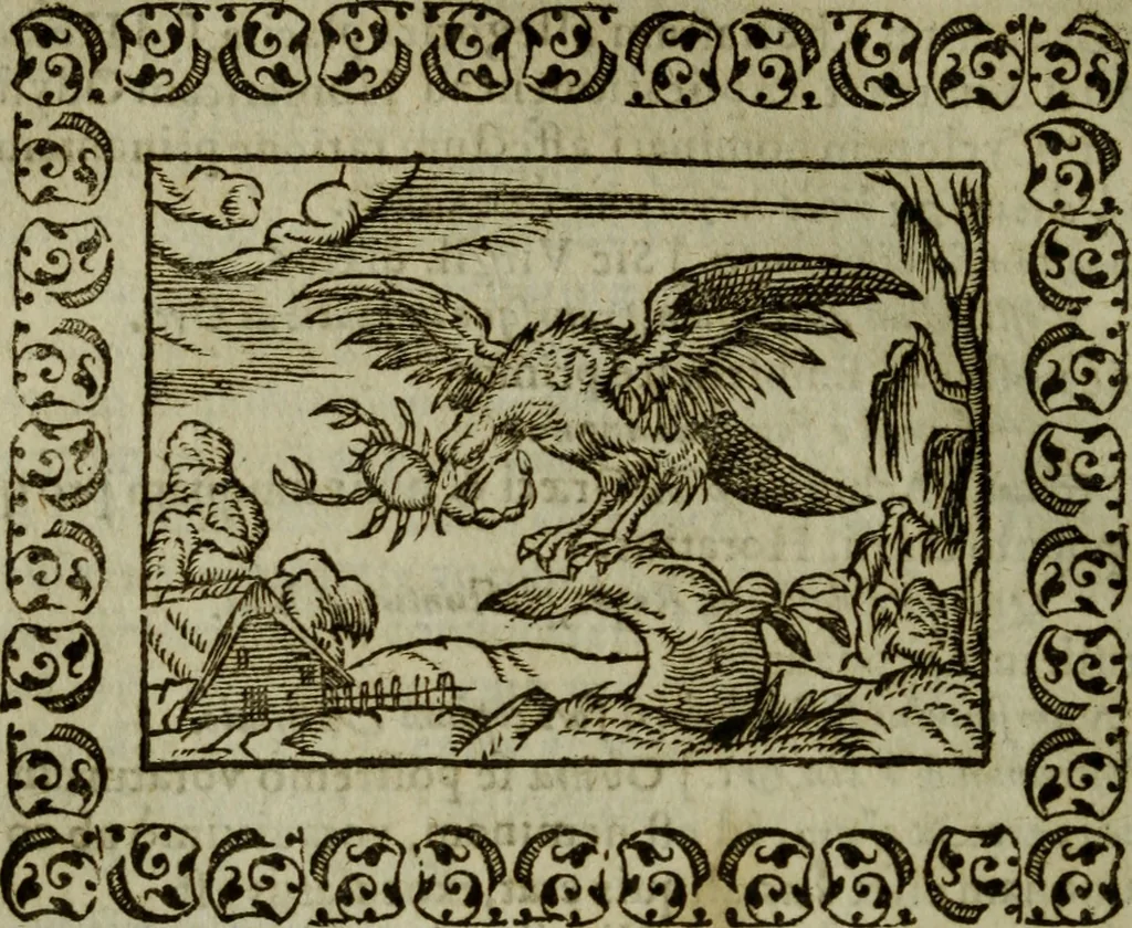 An illustration from Omnia Andreae Alciati v.c. emblemata : cum commentariis, quibus emblematum omnium aperta origine, mens authoris explicatur, & obscura omnia dubiaque illustrantur, 1583, leaf 567