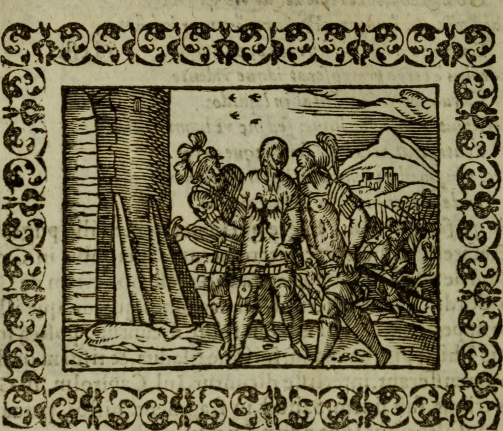 An illustration from Omnia Andreae Alciati v.c. emblemata : cum commentariis, quibus emblematum omnium aperta origine, mens authoris explicatur, & obscura omnia dubiaque illustrantur, 1583, leaf 569