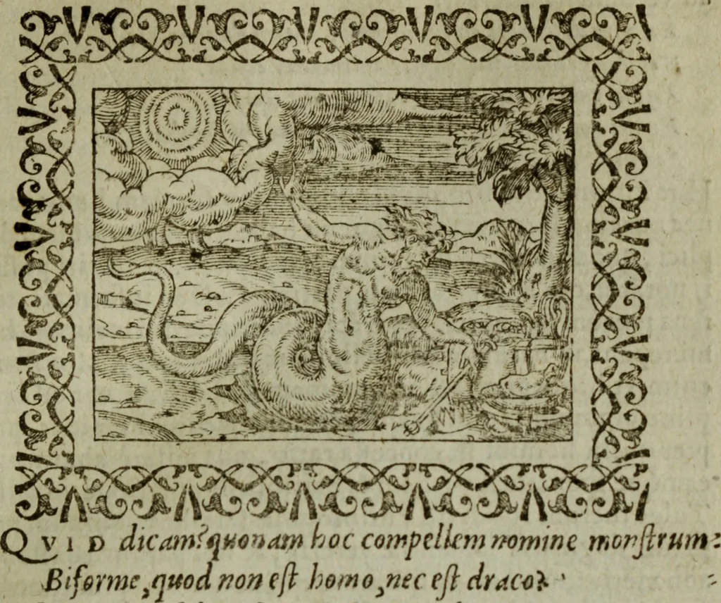 An illustration from Omnia Andreae Alciati v.c. emblemata : cum commentariis, quibus emblematum omnium aperta origine, mens authoris explicatur, & obscura omnia dubiaque illustrantur, 1583, leaf 58