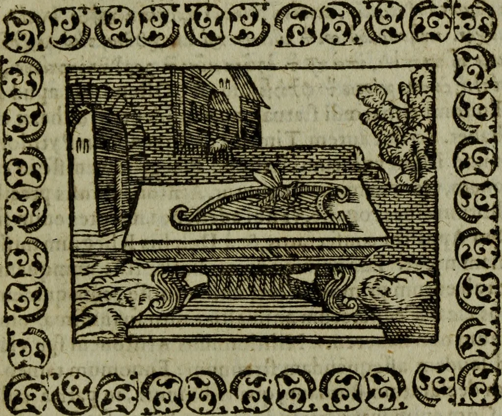 An illustration from Omnia Andreae Alciati v.c. emblemata : cum commentariis, quibus emblematum omnium aperta origine, mens authoris explicatur, & obscura omnia dubiaque illustrantur, 1583, leaf 608