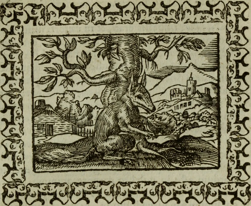 An illustration from Omnia Andreae Alciati v.c. emblemata : cum commentariis, quibus emblematum omnium aperta origine, mens authoris explicatur, & obscura omnia dubiaque illustrantur, 1583, leaf 626