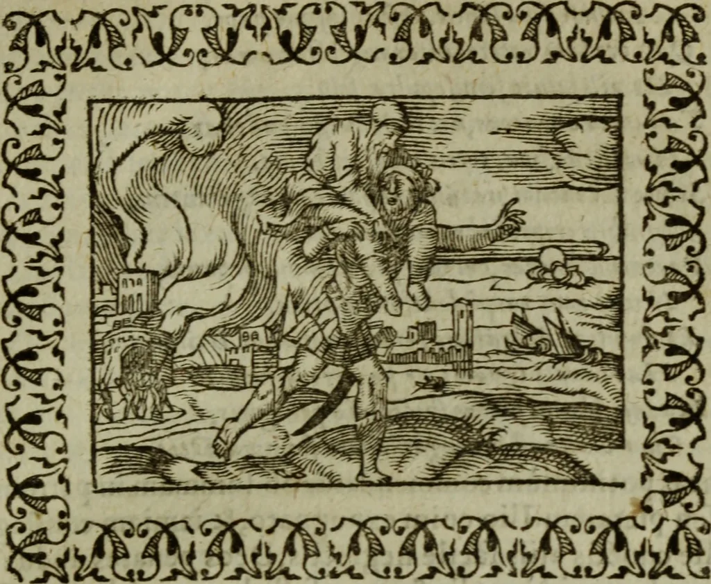 An illustration from Omnia Andreae Alciati v.c. emblemata : cum commentariis, quibus emblematum omnium aperta origine, mens authoris explicatur, & obscura omnia dubiaque illustrantur, 1583, leaf 640