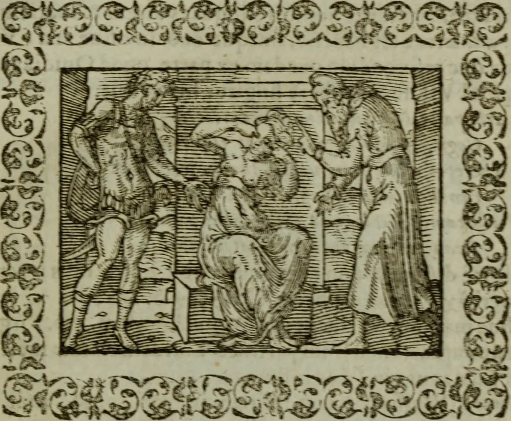 An illustration from Omnia Andreae Alciati v.c. emblemata : cum commentariis, quibus emblematum omnium aperta origine, mens authoris explicatur, & obscura omnia dubiaque illustrantur, 1583, leaf 646