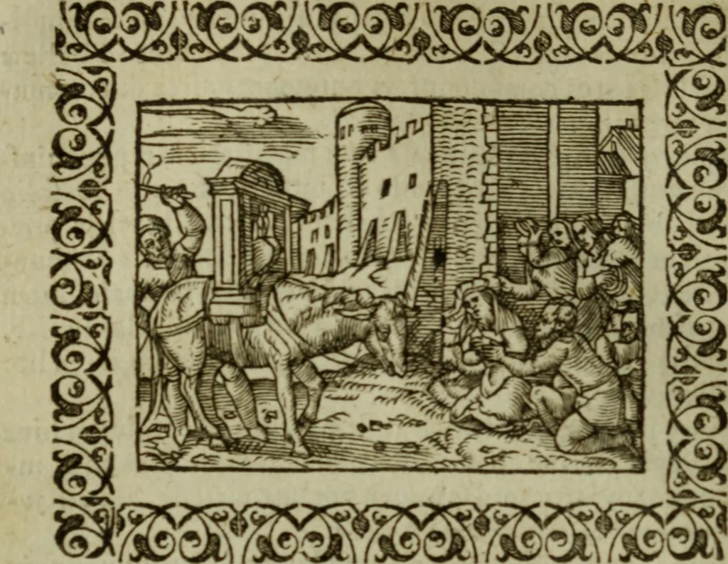 An illustration from Omnia Andreae Alciati v.c. emblemata : cum commentariis, quibus emblematum omnium aperta origine, mens authoris explicatur, & obscura omnia dubiaque illustrantur, 1583, leaf 67