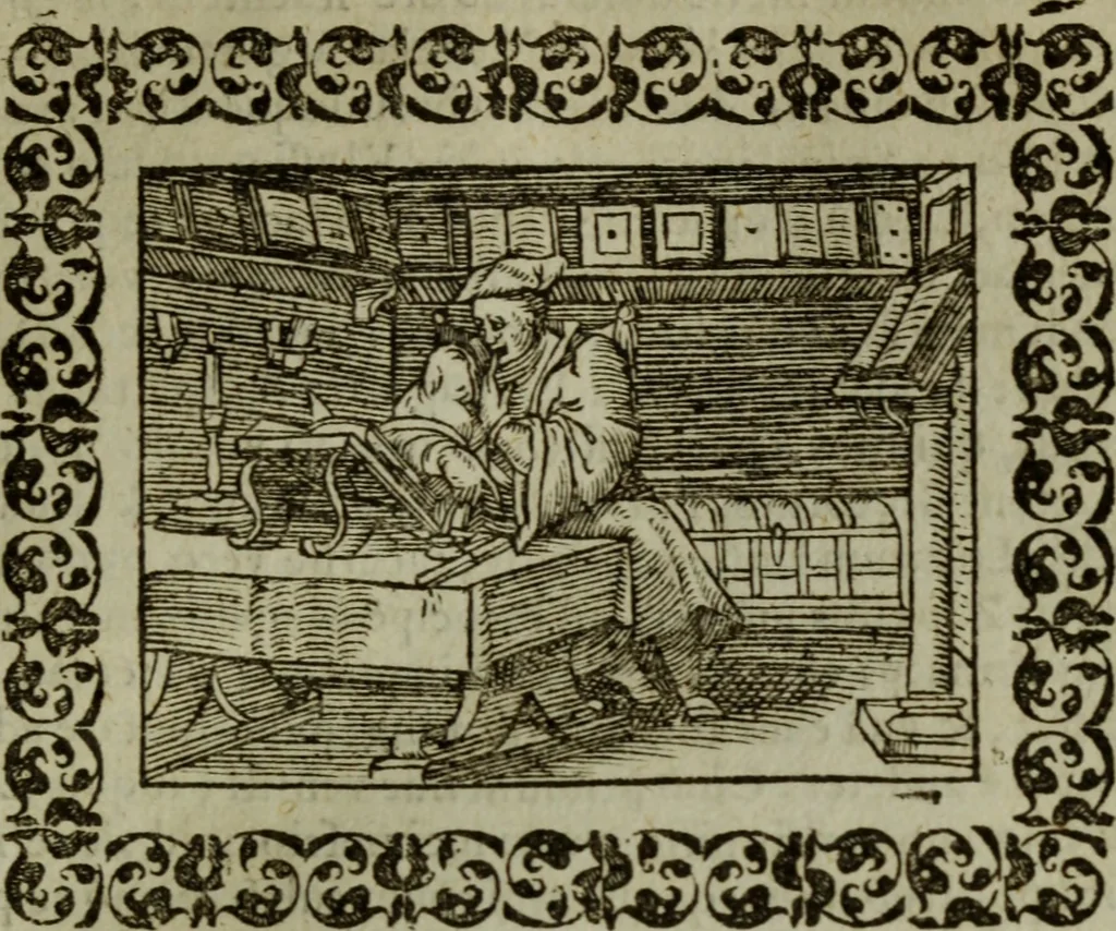 An illustration from Omnia Andreae Alciati v.c. emblemata : cum commentariis, quibus emblematum omnium aperta origine, mens authoris explicatur, & obscura omnia dubiaque illustrantur, 1583, leaf 82