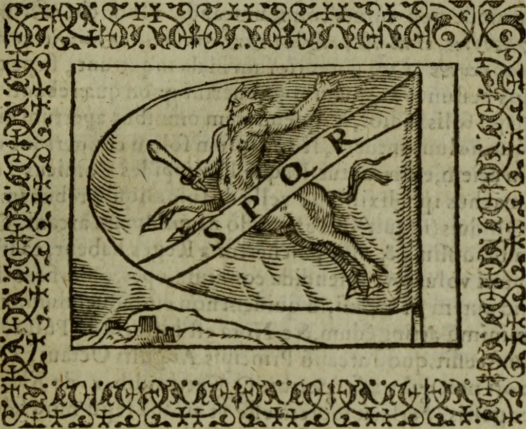 An illustration from Omnia Andreae Alciati v.c. emblemata : cum commentariis, quibus emblematum omnium aperta origine, mens authoris explicatur, & obscura omnia dubiaque illustrantur, 1583, leaf 86
