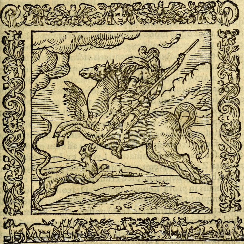 An illustration from Omnia Andreae Alciati v.c. emblemata, cum commentariis, quibus emblematum aperta origine mens auctoris explicatur, & obscura omnia, dubiáque illustrantur Adiectae ad calcem Notae posteriores, 1589, leaf 120