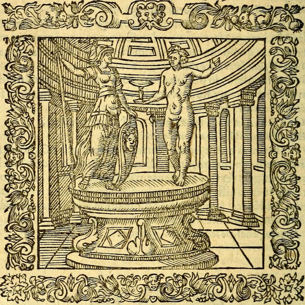 An illustration from Omnia Andreae Alciati v.c. emblemata, cum commentariis, quibus emblematum aperta origine mens auctoris explicatur, & obscura omnia, dubiáque illustrantur Adiectae ad calcem Notae posteriores, 1589, leaf 153