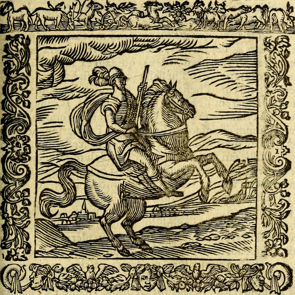 An illustration from Omnia Andreae Alciati v.c. emblemata, cum commentariis, quibus emblematum aperta origine mens auctoris explicatur, & obscura omnia, dubiáque illustrantur Adiectae ad calcem Notae posteriores, 1589, leaf 204