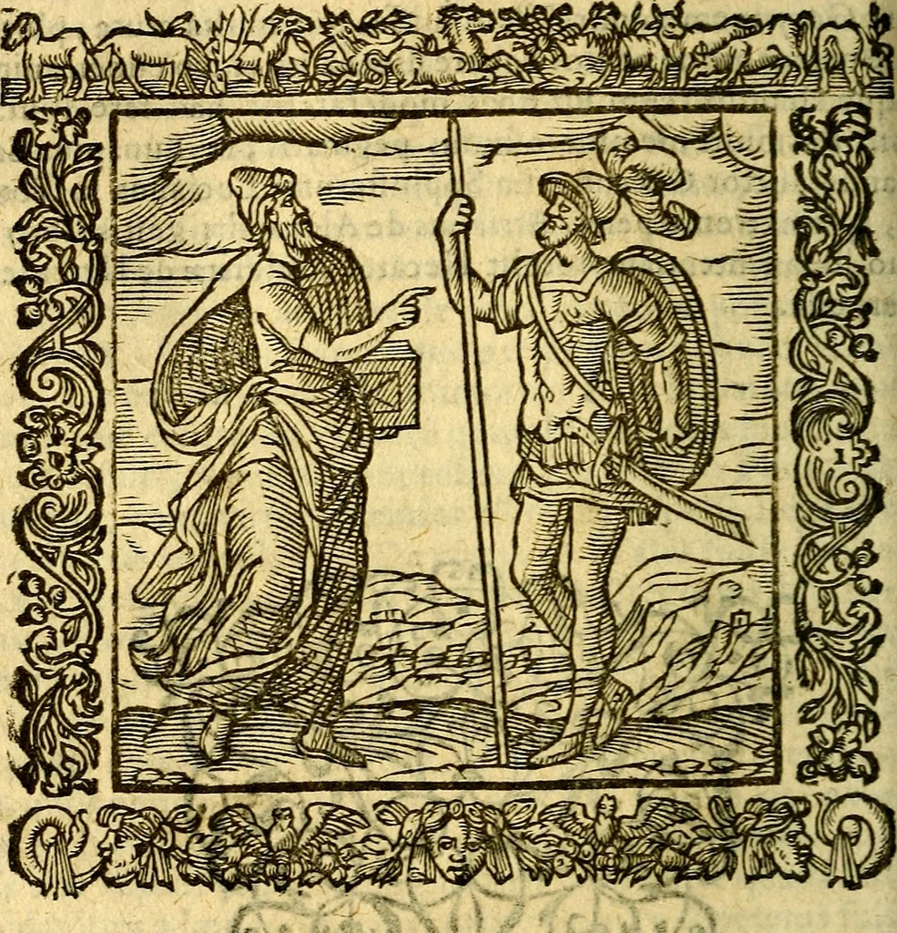 An illustration from Omnia Andreae Alciati v.c. emblemata, cum commentariis, quibus emblematum aperta origine mens auctoris explicatur, & obscura omnia, dubiáque illustrantur Adiectae ad calcem Notae posteriores, 1589, leaf 225