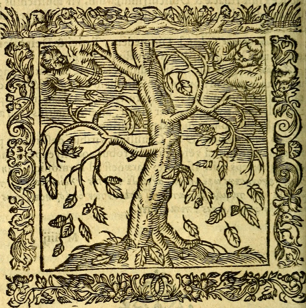 An illustration from Omnia Andreae Alciati v.c. emblemata, cum commentariis, quibus emblematum aperta origine mens auctoris explicatur, & obscura omnia, dubiáque illustrantur Adiectae ad calcem Notae posteriores, 1589, leaf 229