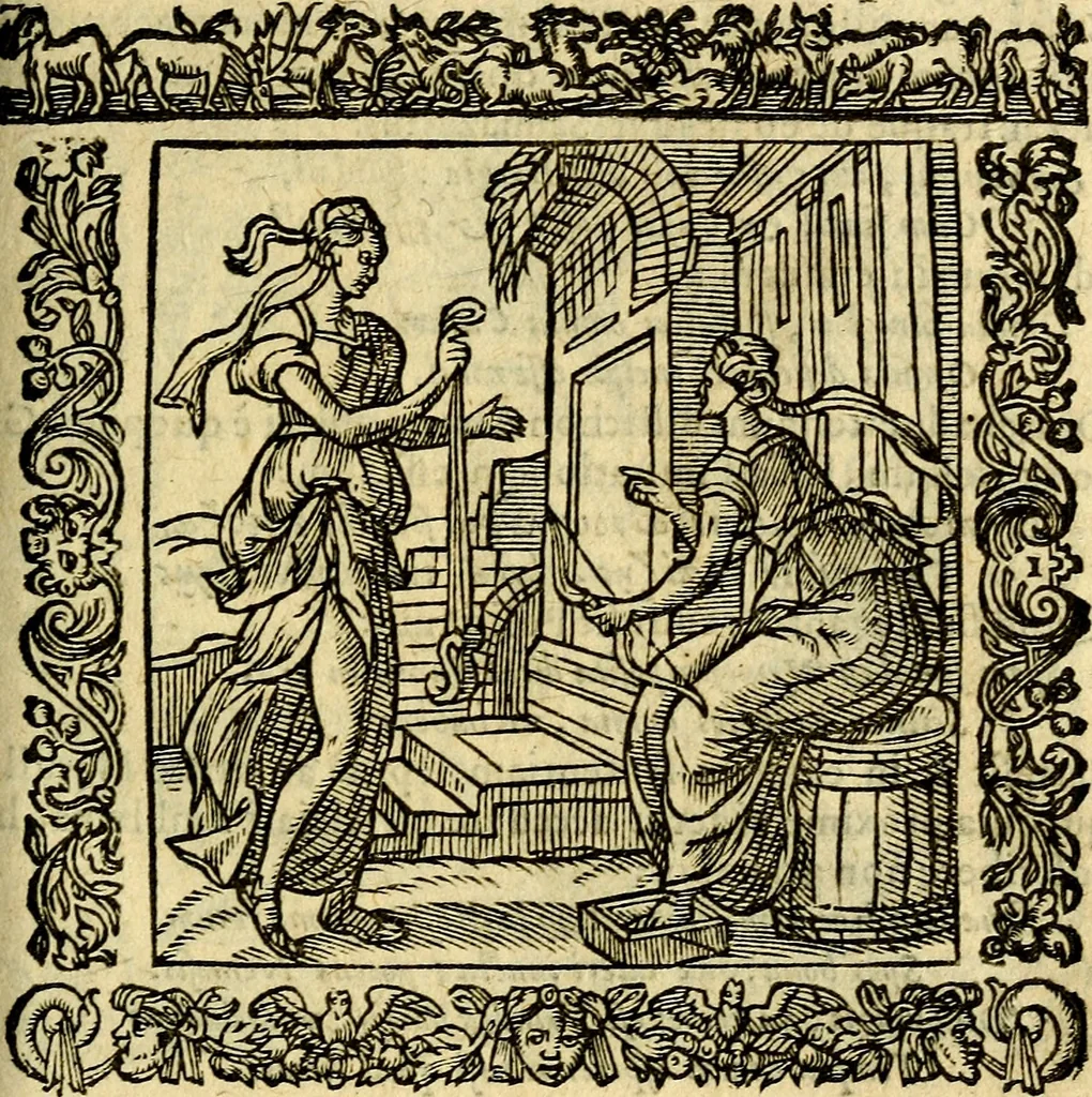 An illustration from Omnia Andreae Alciati v.c. emblemata, cum commentariis, quibus emblematum aperta origine mens auctoris explicatur, & obscura omnia, dubiáque illustrantur Adiectae ad calcem Notae posteriores, 1589, leaf 242